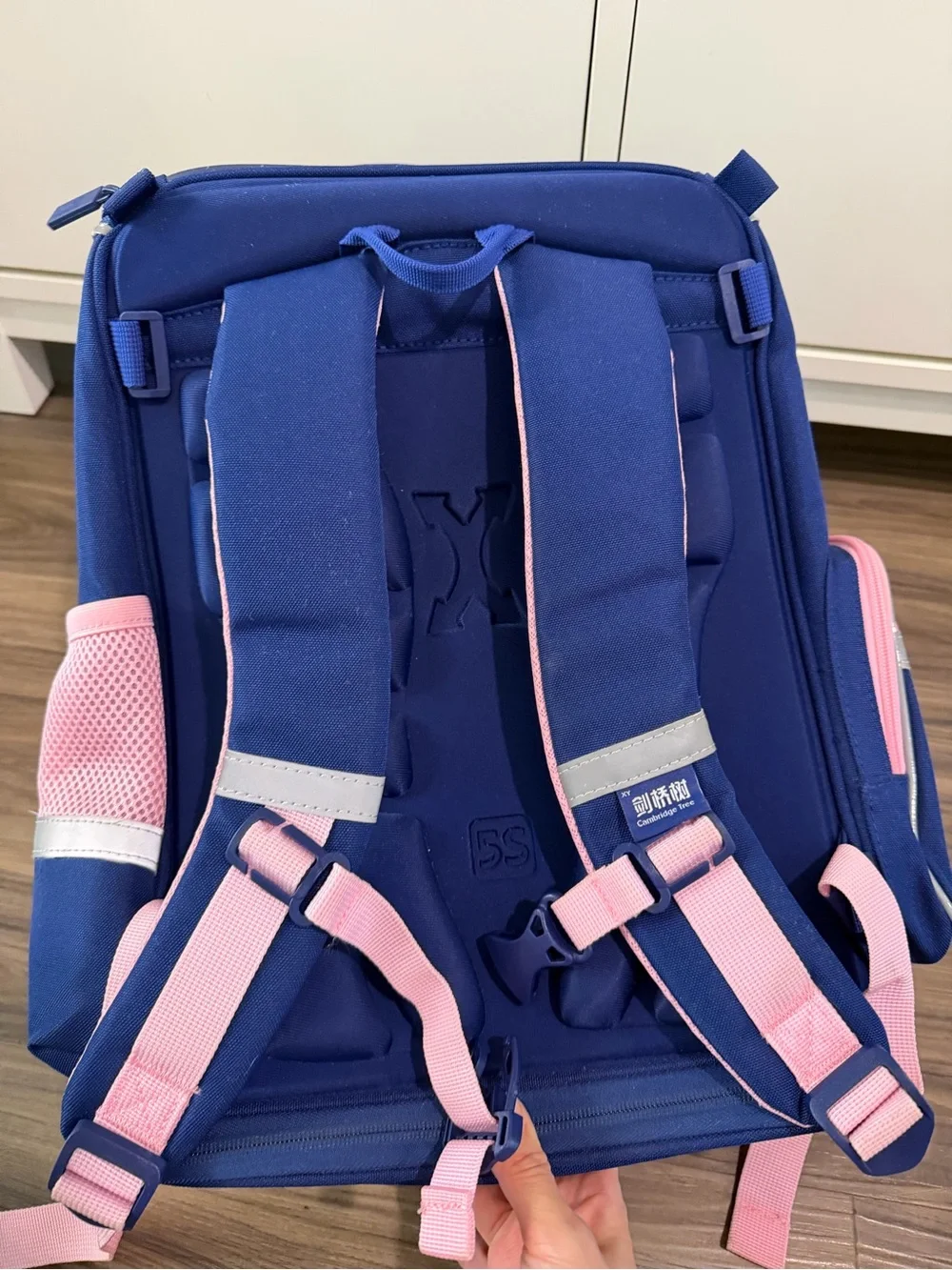 Girls Navy and Pink Bow School Backpack hard shell
